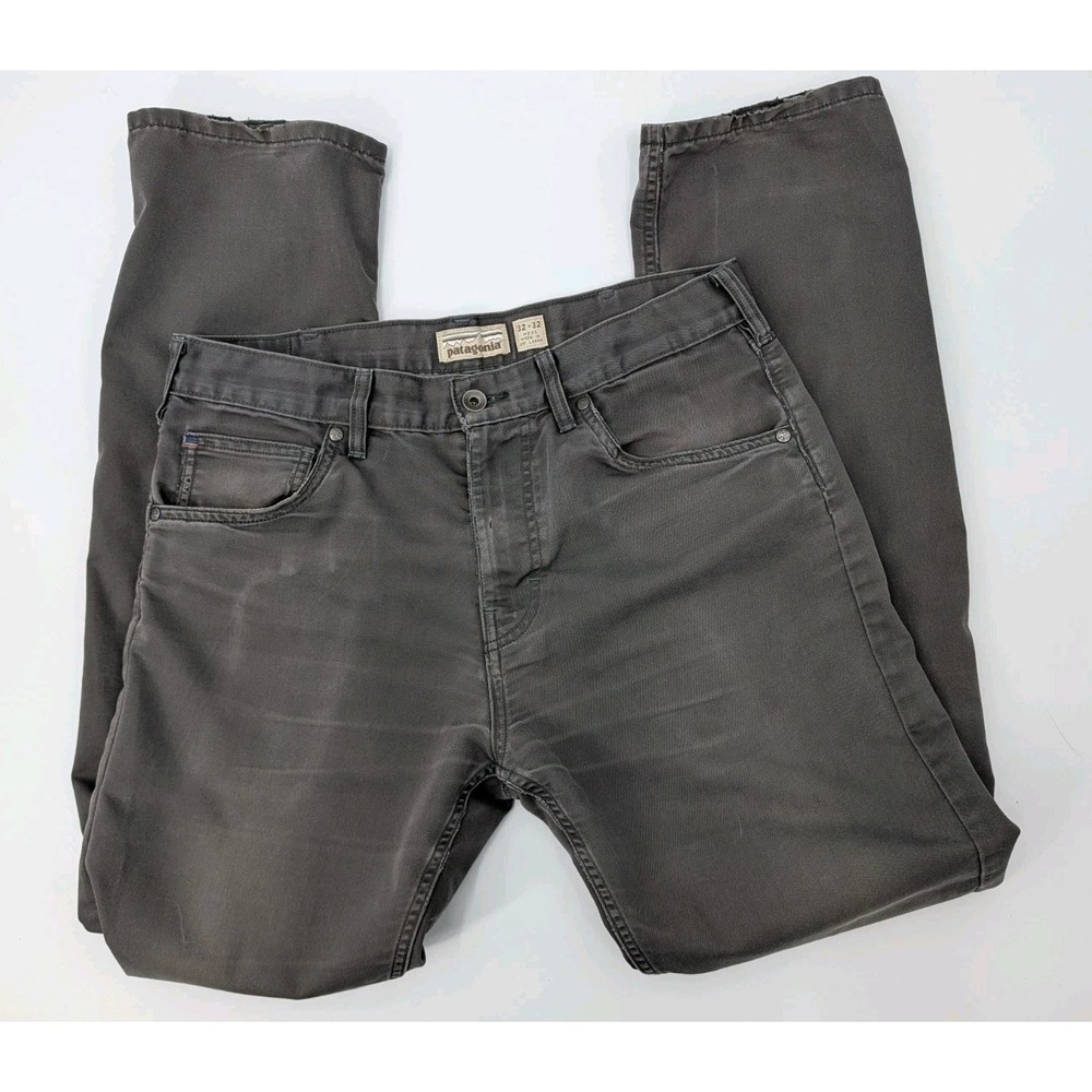 Patagonia Iron Clad Straight Stretch Gray Jeans Men's 32x32 Heavily Distressed